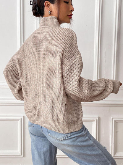 Elegante jersey de cuello alto de punto para mujer con corazón bordado | Ideal para otoño/invierno