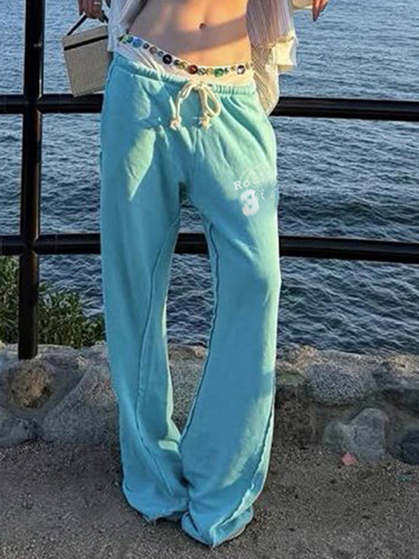 Numeric Alphabetical Prints Straight Leg Pants