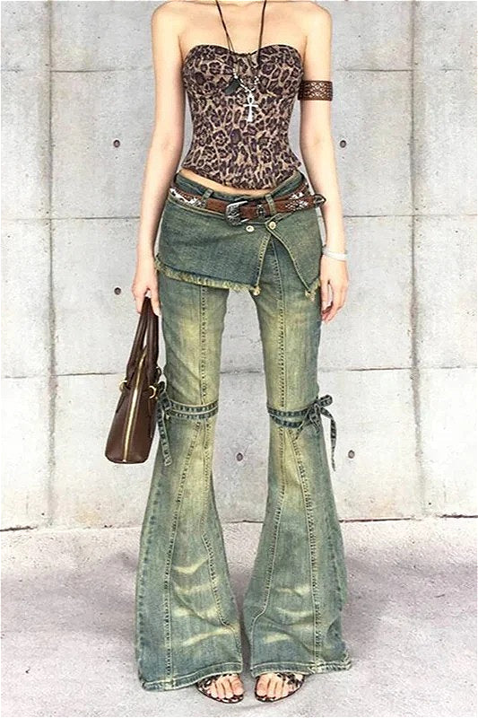 Blue Baggy High Waist Cargo Jeans