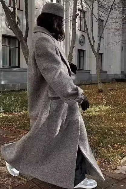 Button Detail Wool Blend Overcoat