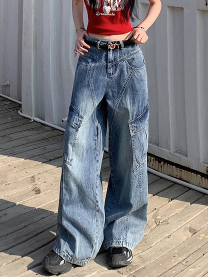 Slant Line Split Design Boyfriend Jeans