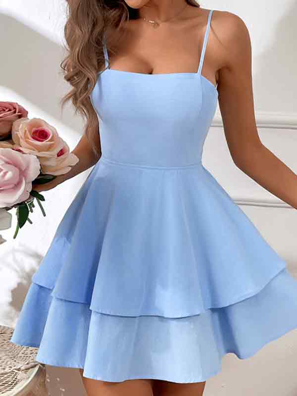 Backless Bow Tie Straps Mini Dress