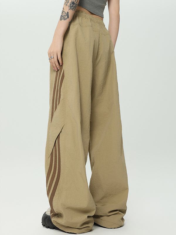Stripe Print Wide Leg Pants