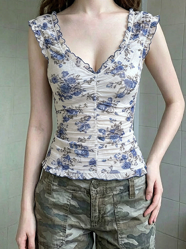 Holiday-Inspired Floral Print Short Sleeve