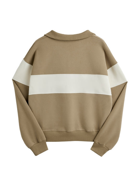 Color Block Splice Letter Embroidery Print Sweatshirt