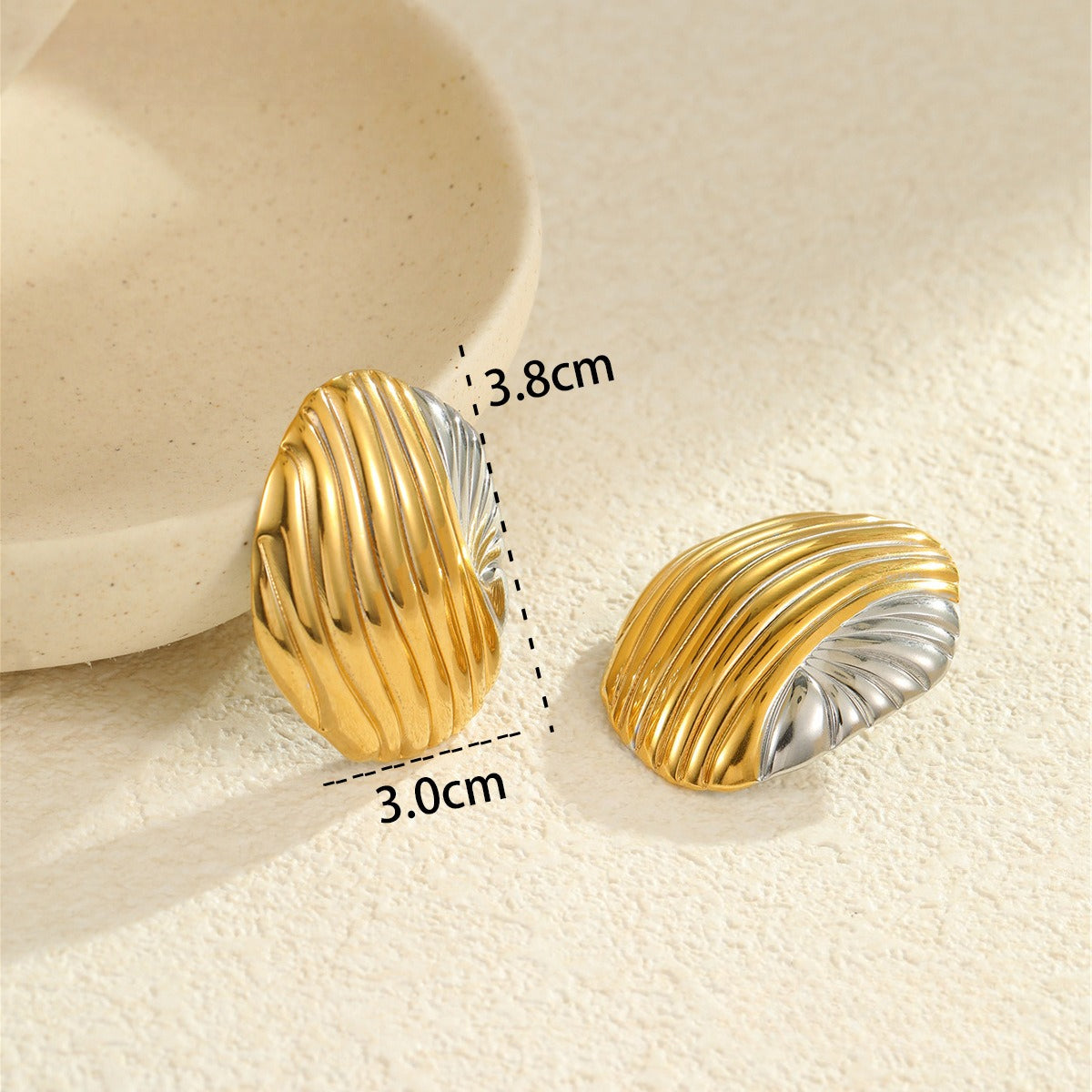 Color Block Stainless Steel Textured Earrings