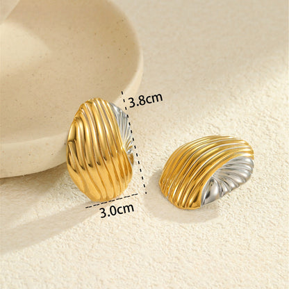 Color Block Stainless Steel Textured Earrings
