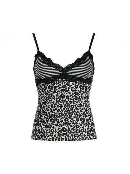 Contrast Color V-Neck Shows Slimming Breast Shape Cami Top