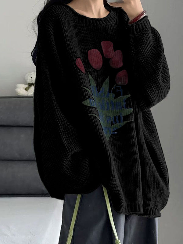 Tulip Jacquard Loose Sweater