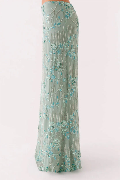 Beaded Sequin Embroidery Bodycon Maxi Skirt
