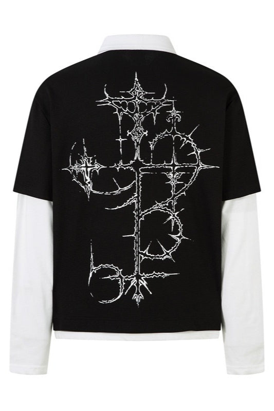 Gothic Thorn Print Long Sleeve Knit Top