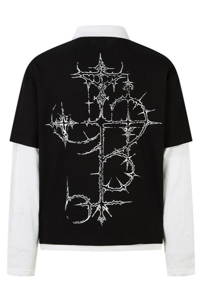 Gothic Thorn Print Long Sleeve Knit Top