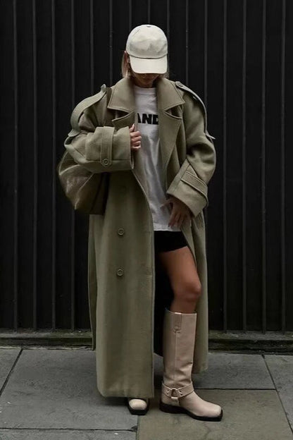 Wide Notch Lapel Single Breasted Overcoat