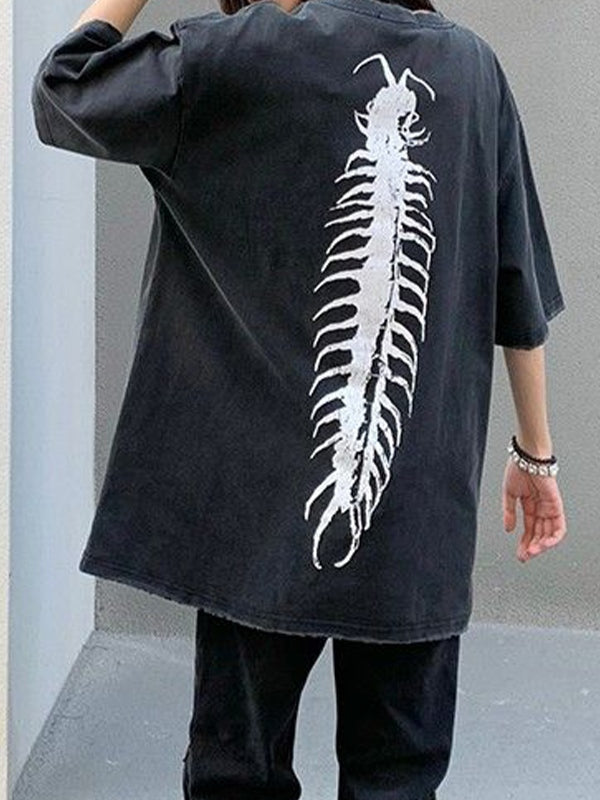 Street Distressed Graphic Print Oversized Short Sleeve Tee