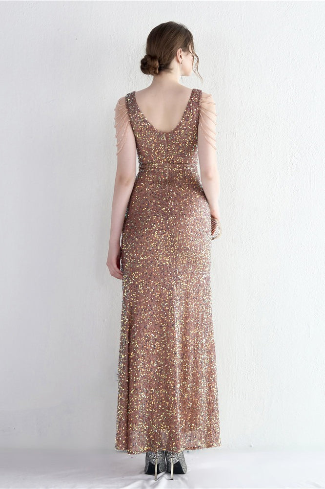 Statement Bead Mermaid Gown Formal Dress