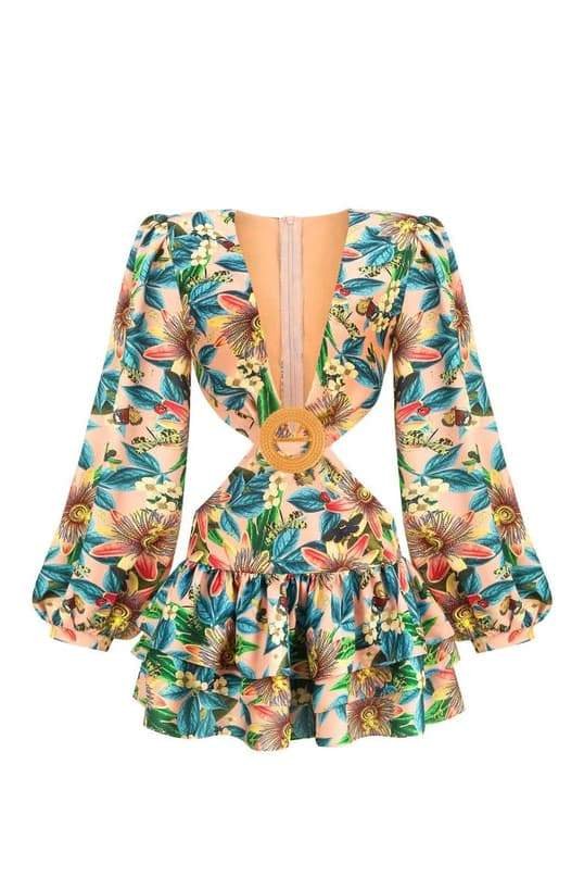 Vestido mini con capas y aberturas de Edana