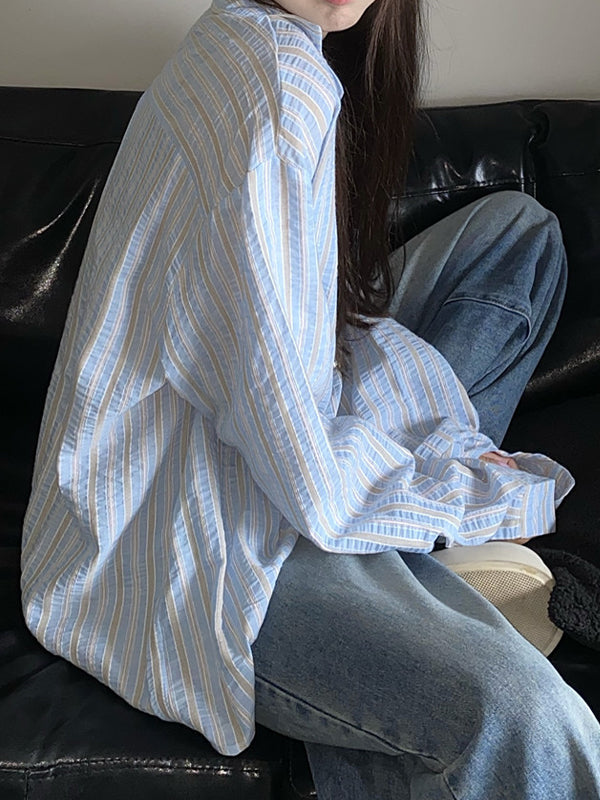 Striped Print Long Sleeves Shirts