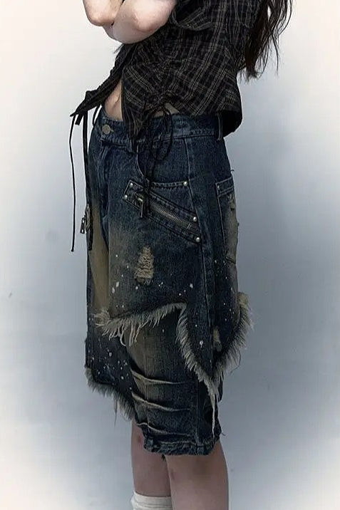 Street Style Five-Point Wide Leg Denim Shorts