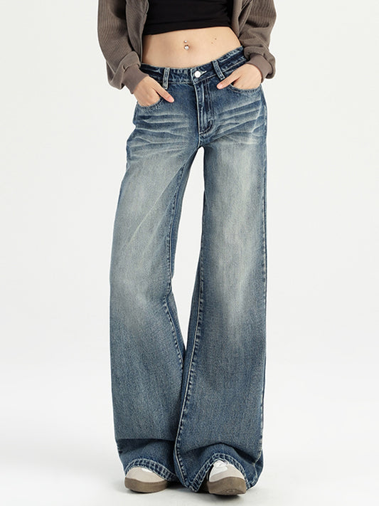 Vintage Washed Loose Flare Jeans