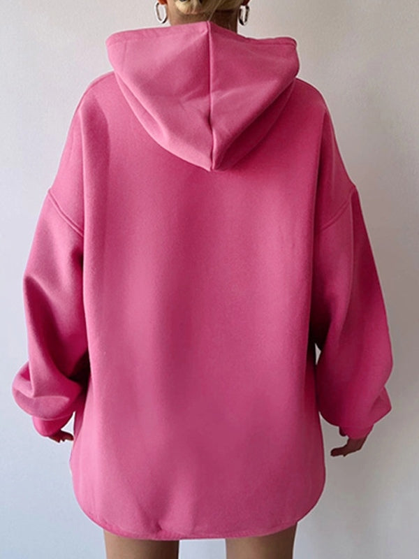 Contrast Color Letter Print Oversized Hoodie