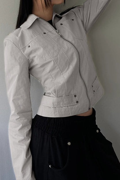 Zip Up Solid Color Utility Jacket