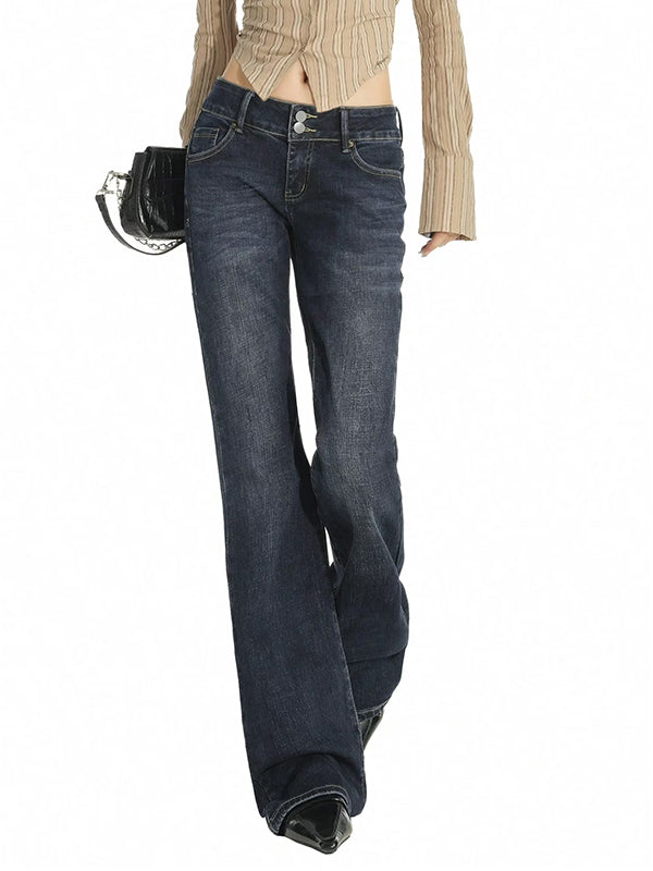 Double Breasted Low Rise Bootcut Jeans