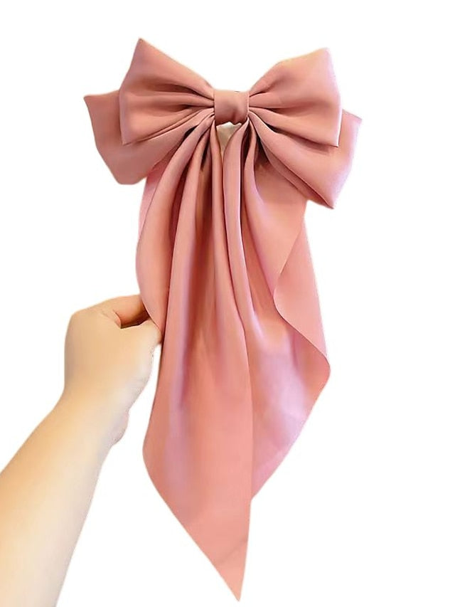 1 PC Big Hair Bows for Women 6 inch Cute Hair Clips Bows Clips for Girls Ribbon Hair Barrettes Satin Polished Bowknot Hair Accessories for Women Ladies for Women