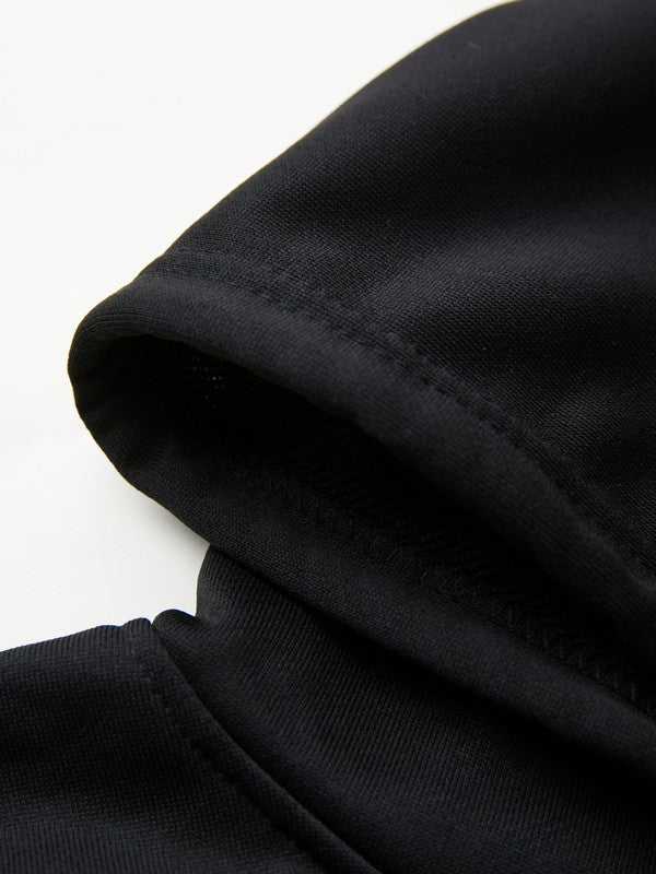 Black Vintage Skull Print Zip Up Oversized Hoodie