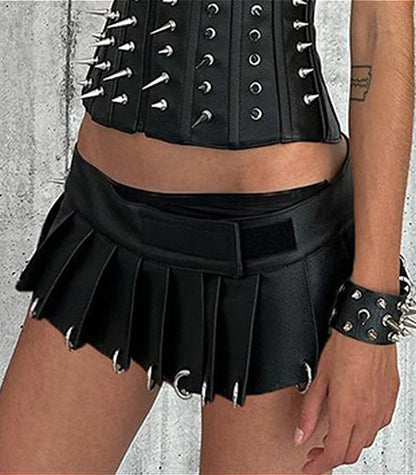Gothic Punk O-Ring Decor Mini Skirt