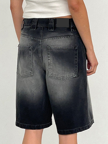 Non-Elastic Slimming Denim Shorts