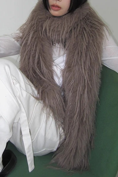 Y2K Plush Faux Mink Fur Thick Warm Scarf