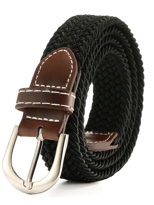 Men's Web Belt Canvas Buckle Free Plain Classic Casual Work Daily Black Blue Green Dark Blue for Women