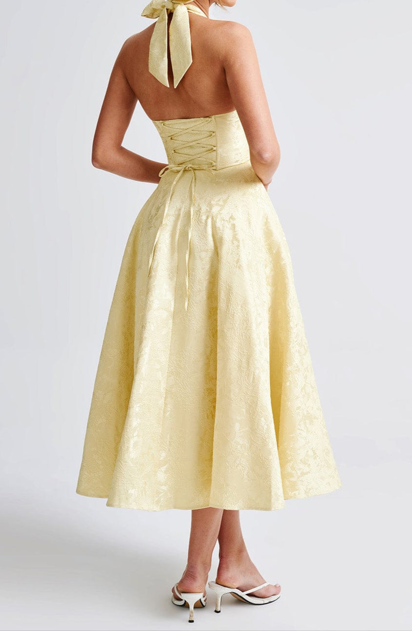 Triana Midi Dress - Lemon