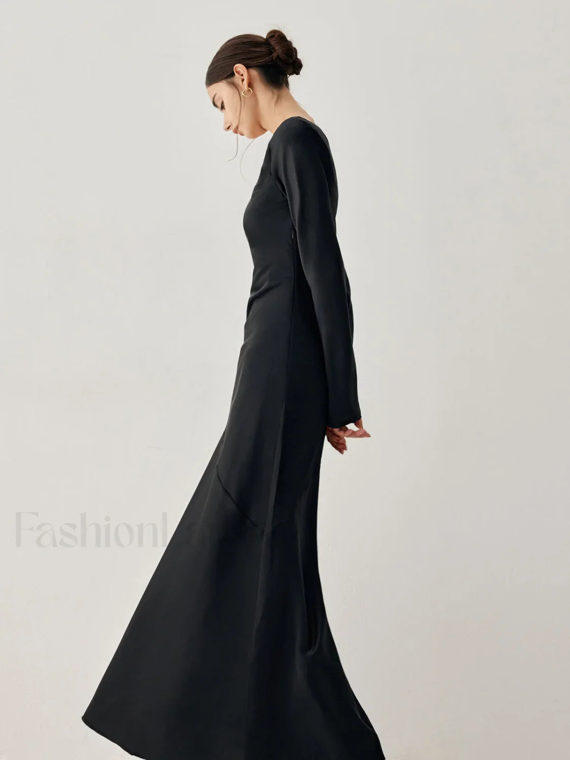 Effortless Satin Long Trendy Sleeve Long Dress