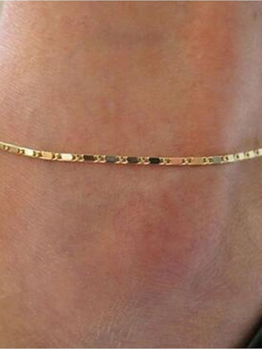 Ankle Bracelet Stylish Simple Body Jewelry For Daily Holiday Alloy Silver Gold 1pcs for Women