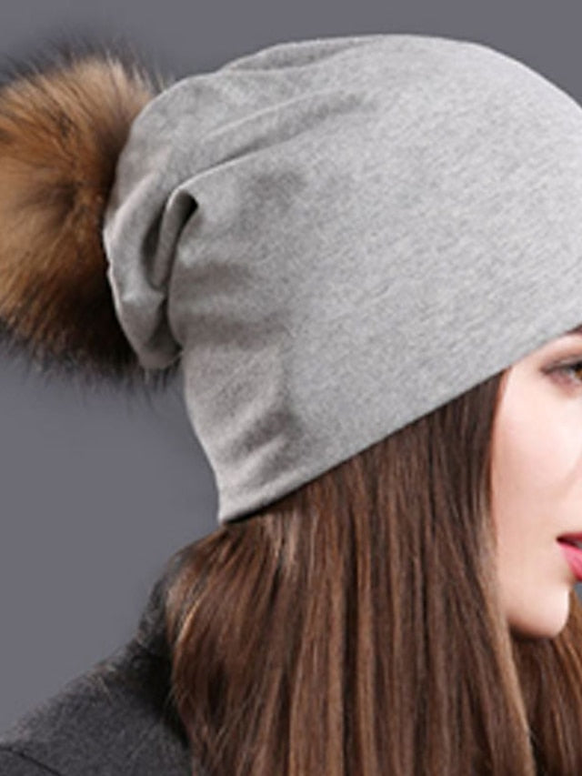 Hat Beanie / Slouchy Black Light Gray Dark Gray Outdoor Home Daily Knit Pure Color Windproof Comfort Warm for Women