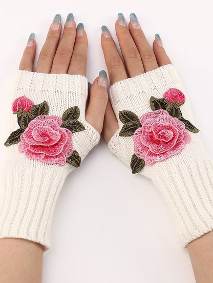 Fingerless Gloves Warm Winter Gloves Gift Daily Flower / Floral Polyester Acrylic Fibers Cosplay Casual 1 Pair for Women