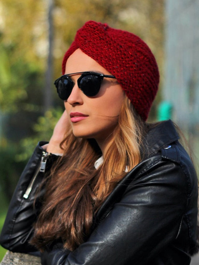 Muslim Inner Hijab Caps Bohemia Turban Cross Wrap Head Indian Hat Knitting Hijab Bonnet Turbante Cap for Women Wear for Women