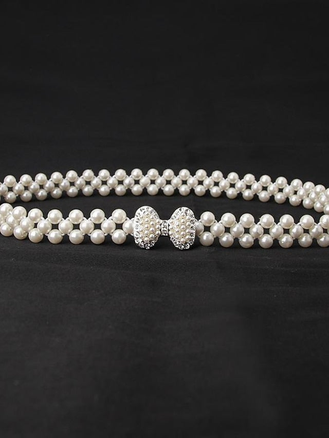 ladies pearl waist chain korean version rhinestone pearl decorative belt fashion sweet dress elastic belt women wholesale for Women