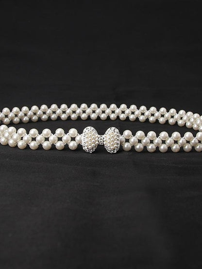ladies pearl waist chain korean version rhinestone pearl decorative belt fashion sweet dress elastic belt women wholesale for Women