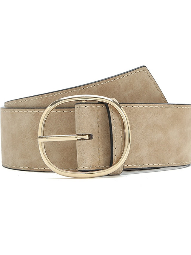 Unisex PU Buckle Belt PU Leather Prong Buckle O-ring Classic Casual Party Work Black White Pink Red for Women