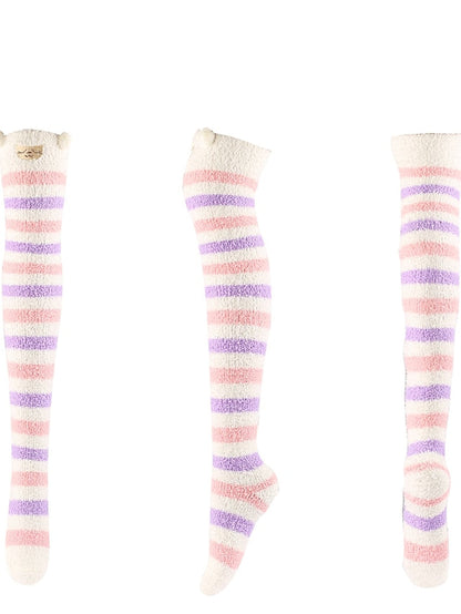 Knee High Socks Home Daily Multi Color Polyester Spandex Basic Classic Warm Cute 1 Pair for Women