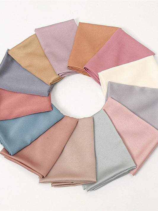 Crinkle Satin Hijab for Muslim Women Crepe Plain Shawl Wrinkle Solid Long Turban Islam Headscarf Solid Color Head Wrap Fashion for Women