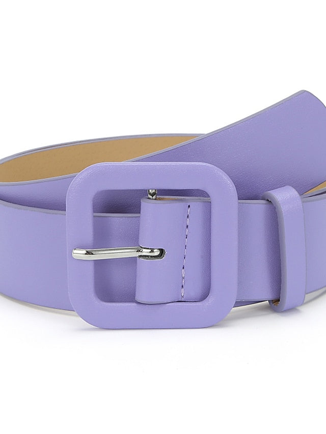 Unisex PU Buckle Belt PU Leather Prong Buckle Plain Classic Casual Party Work Violet Black Pink Brown for Women