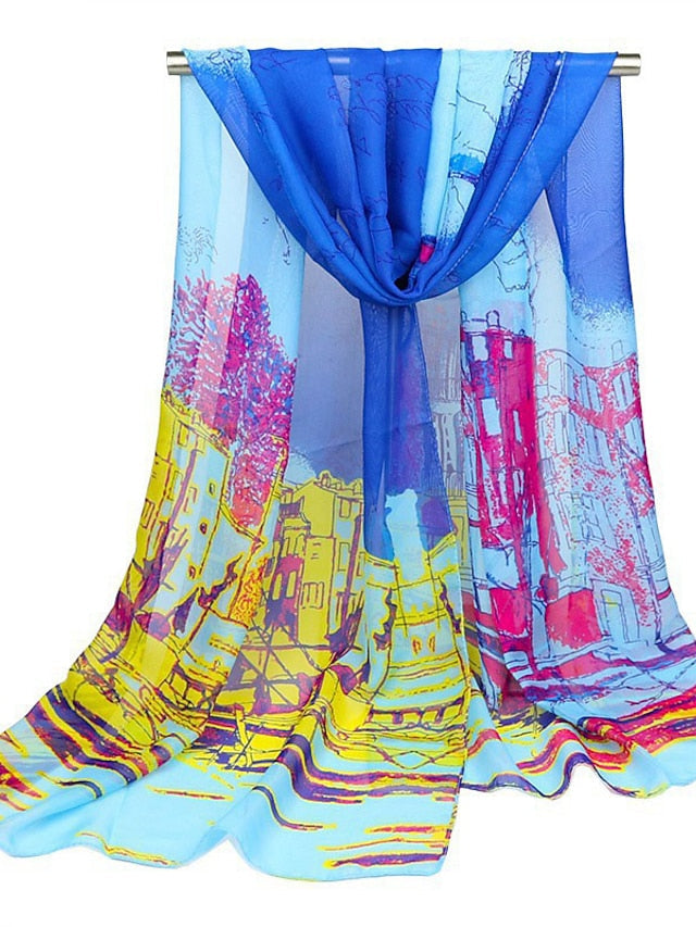 Scarves Satin Scarves Shawl Party Gift Daily Wear Chiffon Vintage Retro 1 PC for Women