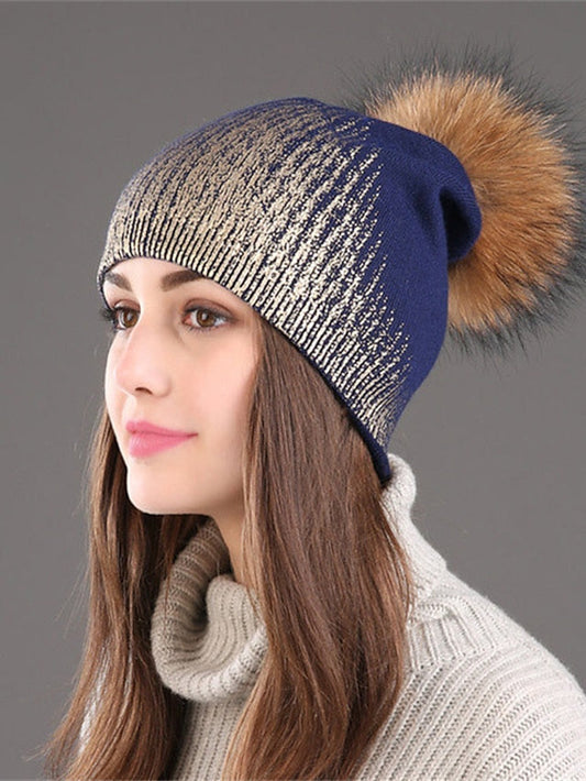 Hat Beanie / Slouchy Black Blue Gold Outdoor Home Daily Knit Color Block Portable Windproof Comfort for Women