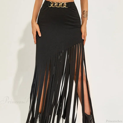 Elastic Waist Maxi Goth Skirt