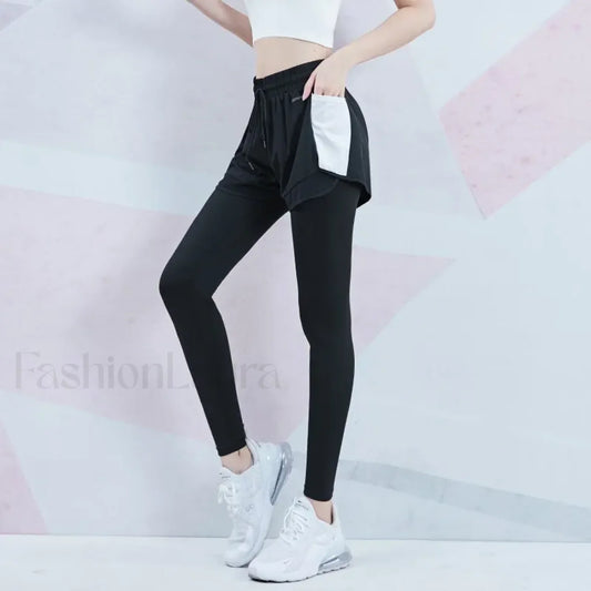 Elastic Waist Mesh 2 in 1 Gym Leggings Sweatpants