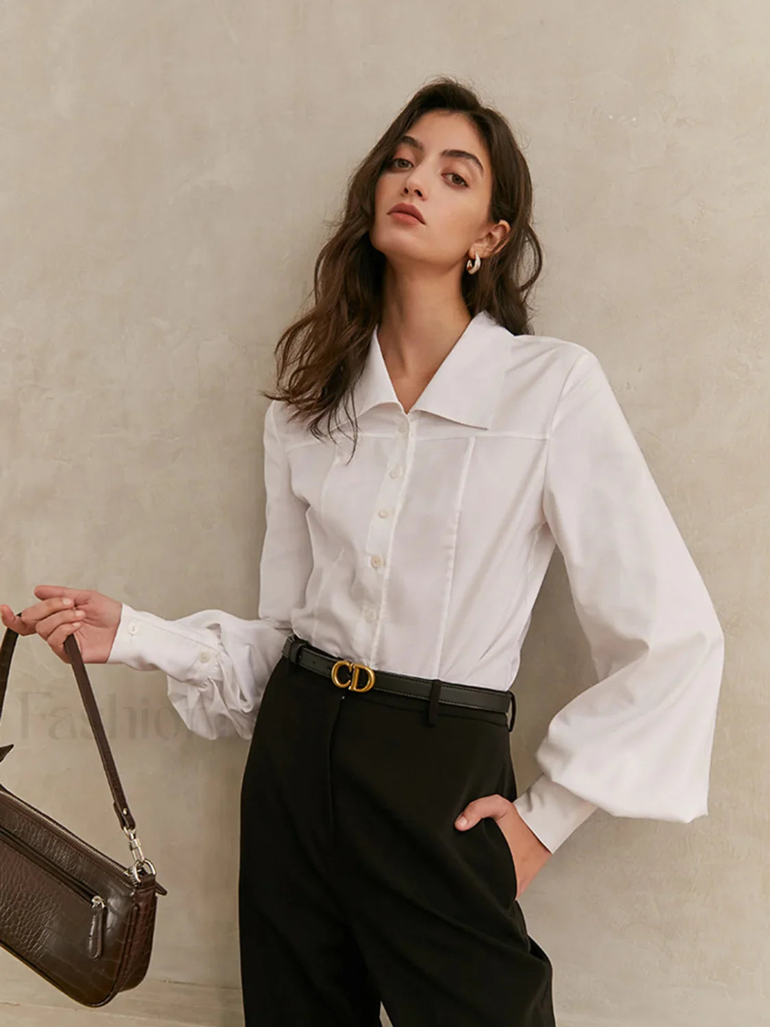 Elegant Collar Button Trendy Down Solid Shirt