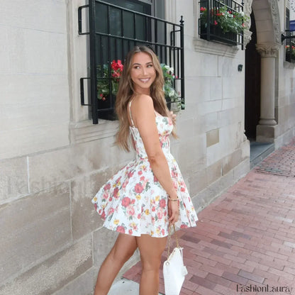 Elegant Floral Print Tulle Floral Dress